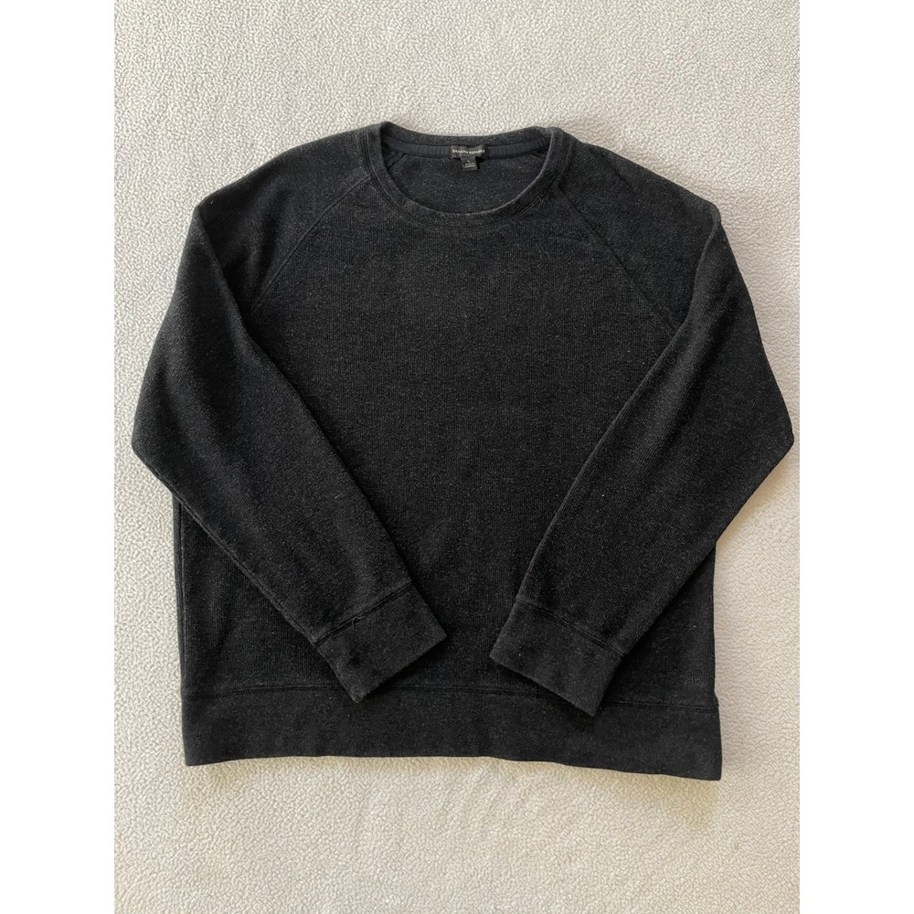 Banana Republic Mens Large Sweater Charcoal Gray Raglan Crewneck Cotton Blend